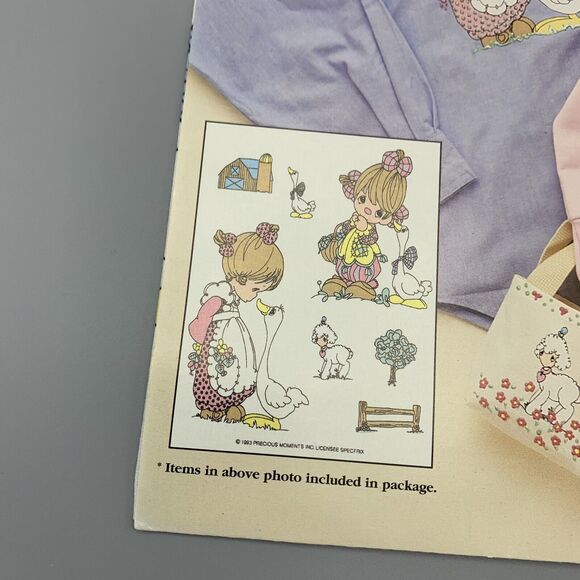 Vtg Precious Moments Sew Free Fabric Applique 514 Goose Girl Spectrix NOS Lamb - Picture 2 of 10